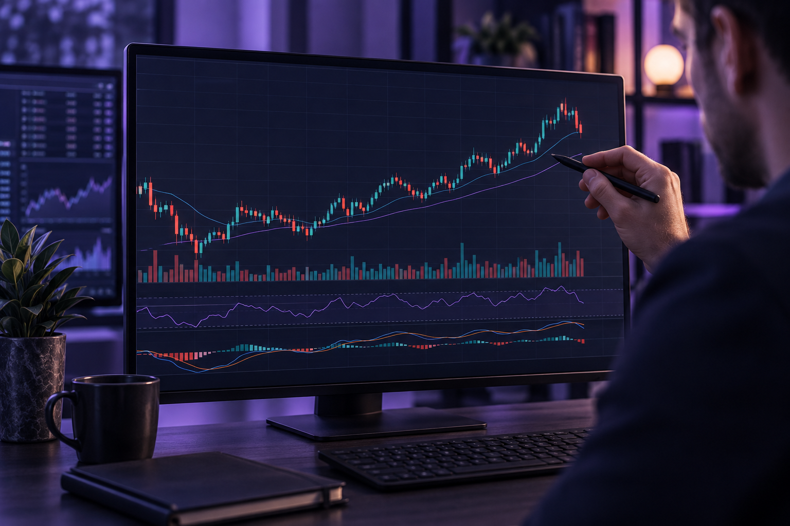 Chart analysis at a trading workstation